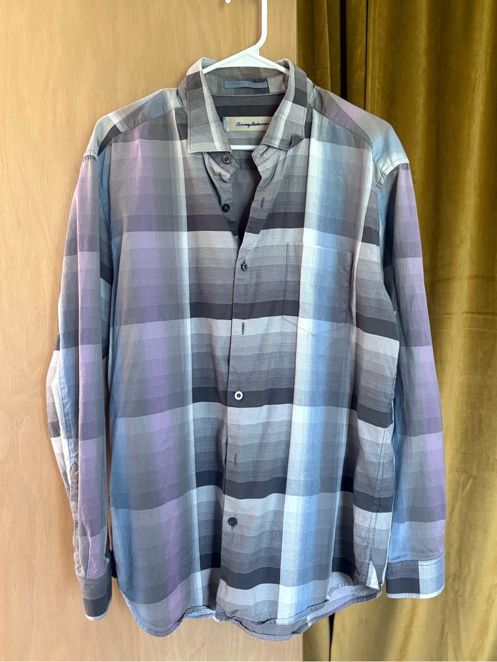 Tommy Bahama Plaid Button-Down Shirt in Gray, Lavender and Light Blue